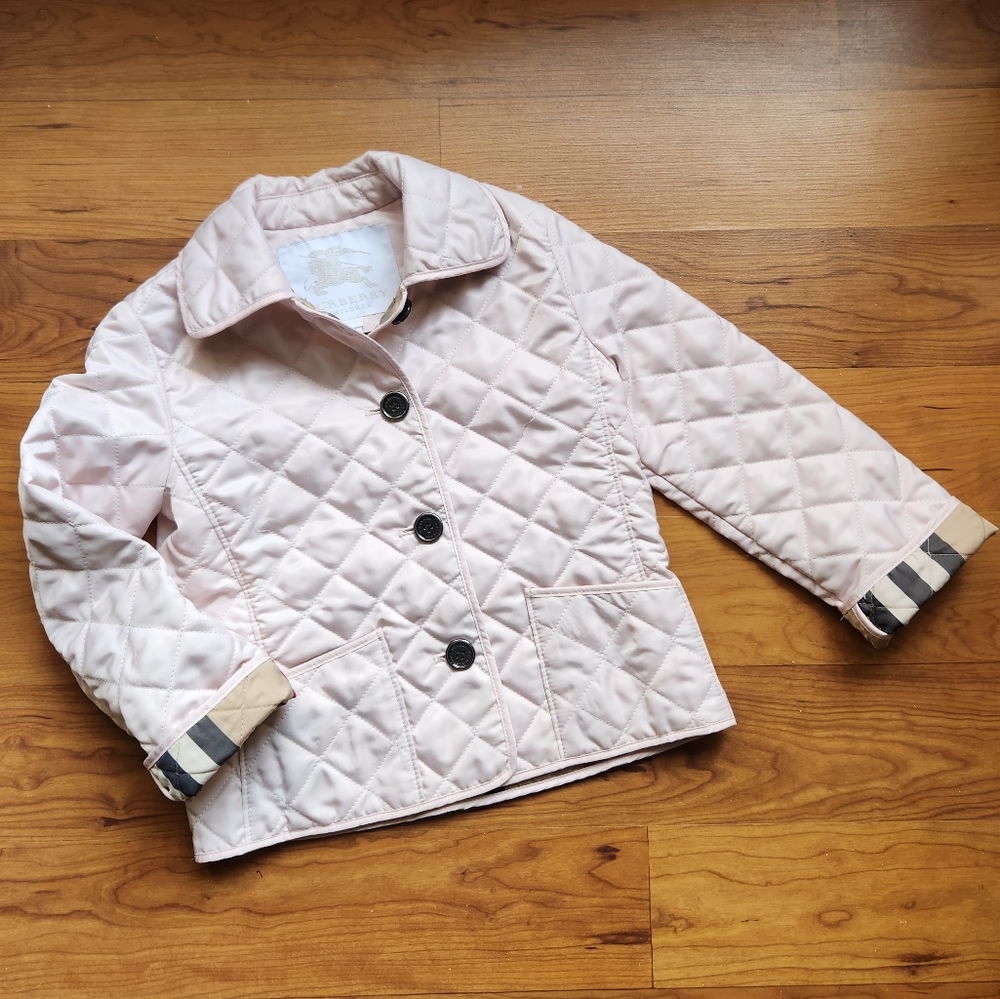 Authentic BURBERRY  girls light pink quilt coat/jacket size 4